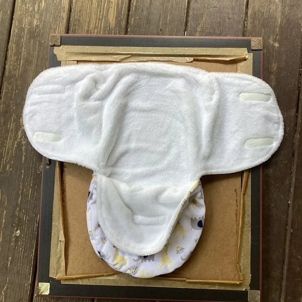 Petite L’amour White Fleece Lined Infant Wrap With Elephants, Giraffes, And Owls